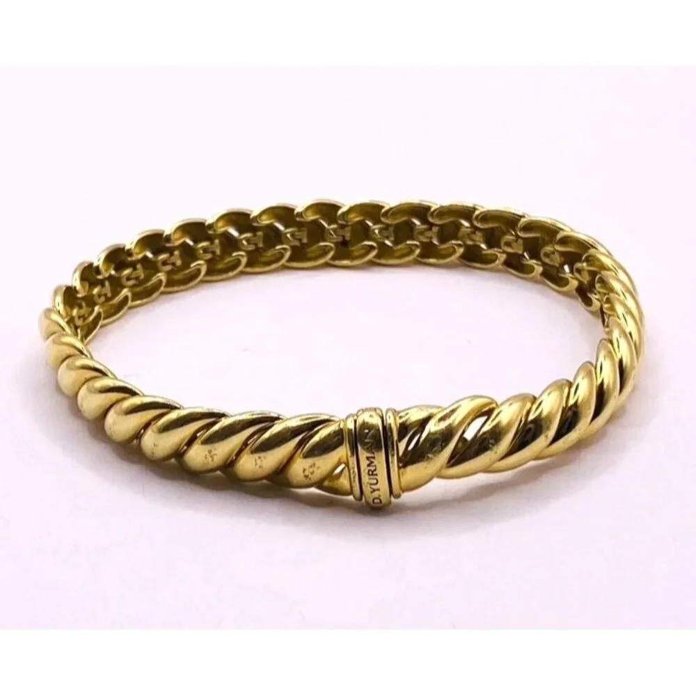 David Yurman Sculpted 18K Yellow Gold  Bracelet 8mm Wide - Picture 8 of 13